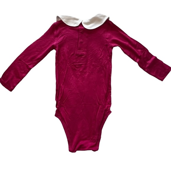 NWT Posh Peanut Peter Pan Collar One Piece Onsie Pink White 2T Bodysuit - Picture 4 of 6